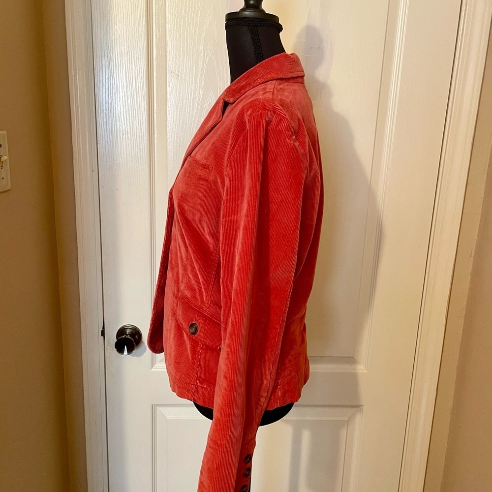Talbots Salmon Orange Corduroy Blazer Jacket Size 8  Lined Academia Preppy Work - Picture 6 of 12